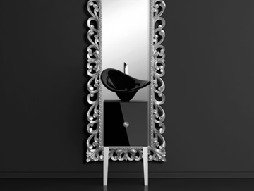 MONNALISA PRESTIGE FLOWER BLACK - Single wooden vanity unit with mirror by Glass Design - view 2